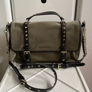 Michael Kors Leila Flap Messenger Olive/Gold Crossbody